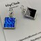 BLUE SQUARE Earrings by Hip Chick Glass, Handmade Dangle Drop Earrings, Silver Drop Earrings, Handmade Jewelry on Sale product 3